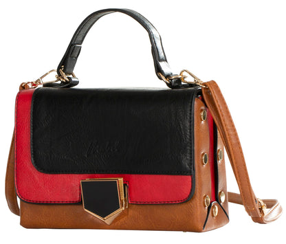 Zoey - Multi-Coloured Structured Satchel Crossbody Bag with Top Handle & Strap
