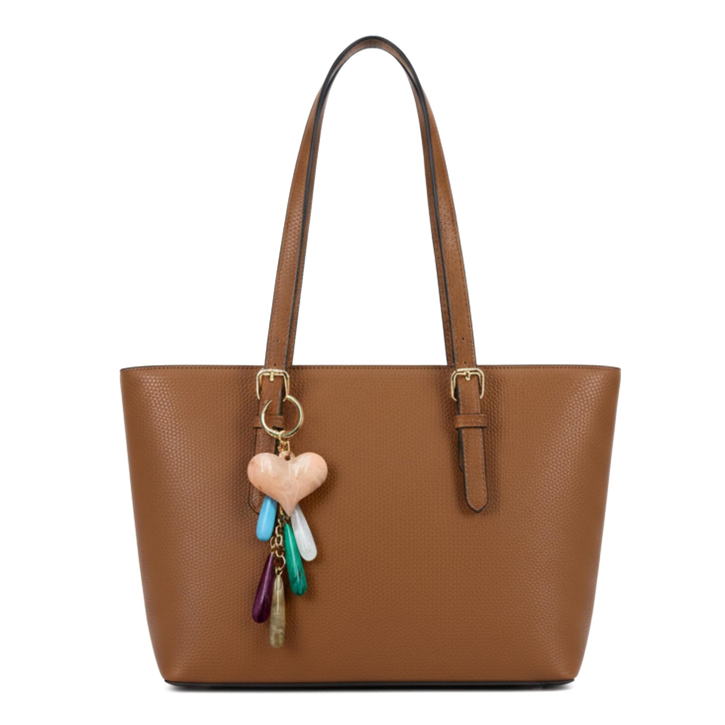 Silvia - Medium Vegan Leather Structured Tote Shoulder Bag with Compartments & Strap