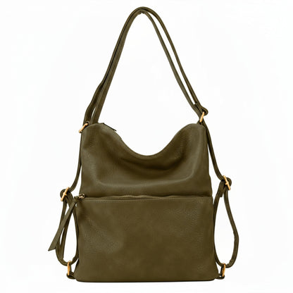 Elsie - Convertible Vegan Leather Shoulder Bag & Backpack with Multiple Compartments