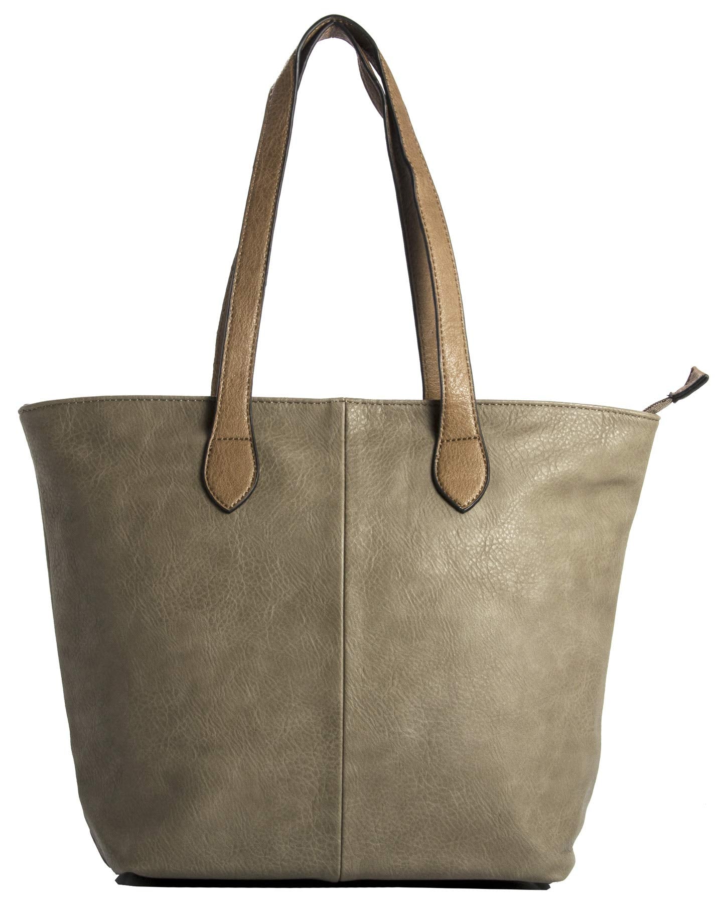 Angela - Large Vegan Leather Shoulder Tote Bag with Zip Closure & Lightweight Design