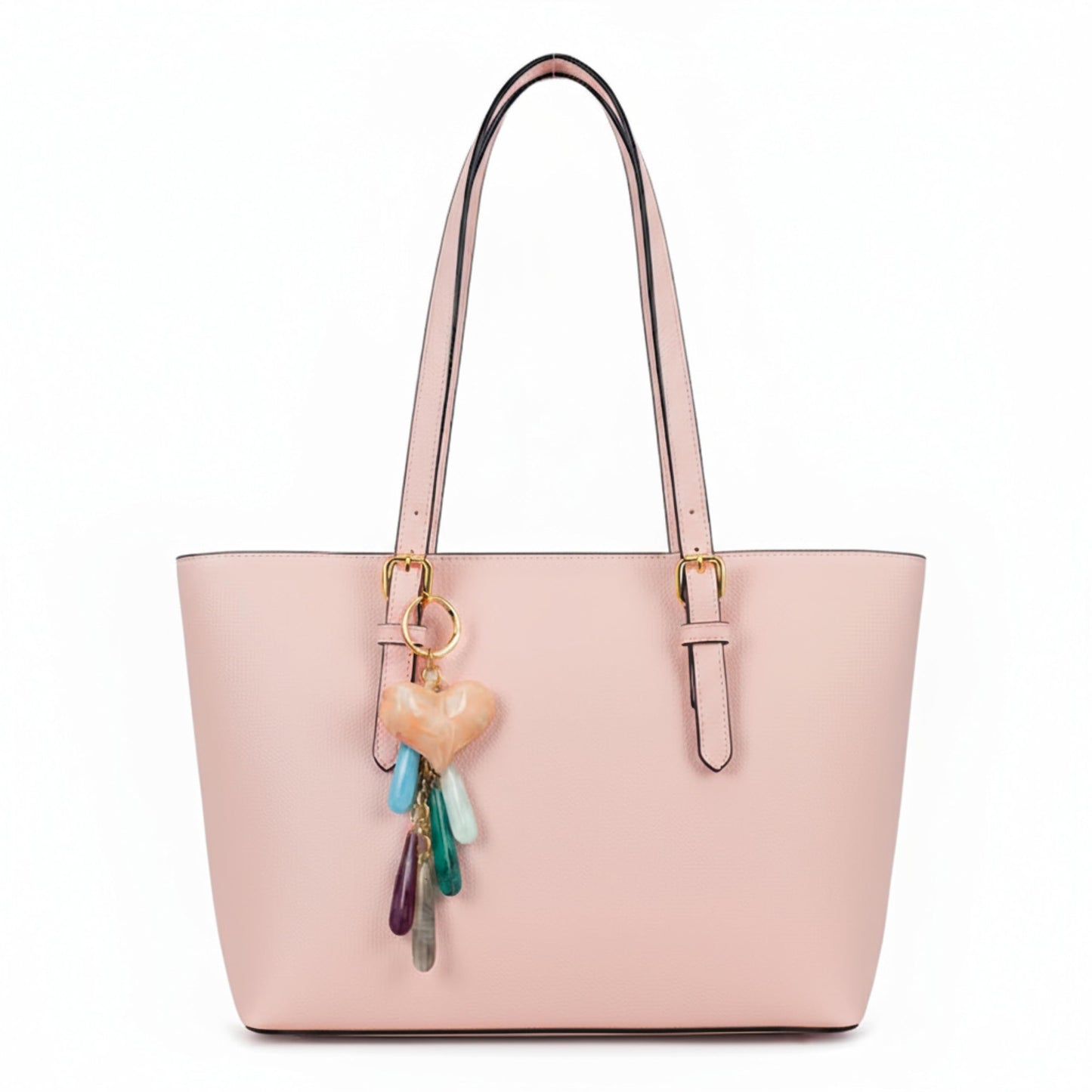 Silvia - Medium Vegan Leather Structured Tote Shoulder Bag with Compartments & Strap