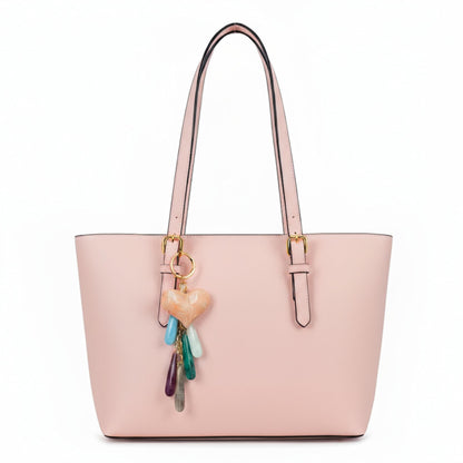Silvia - Medium Vegan Leather Structured Tote Shoulder Bag with Compartments & Strap