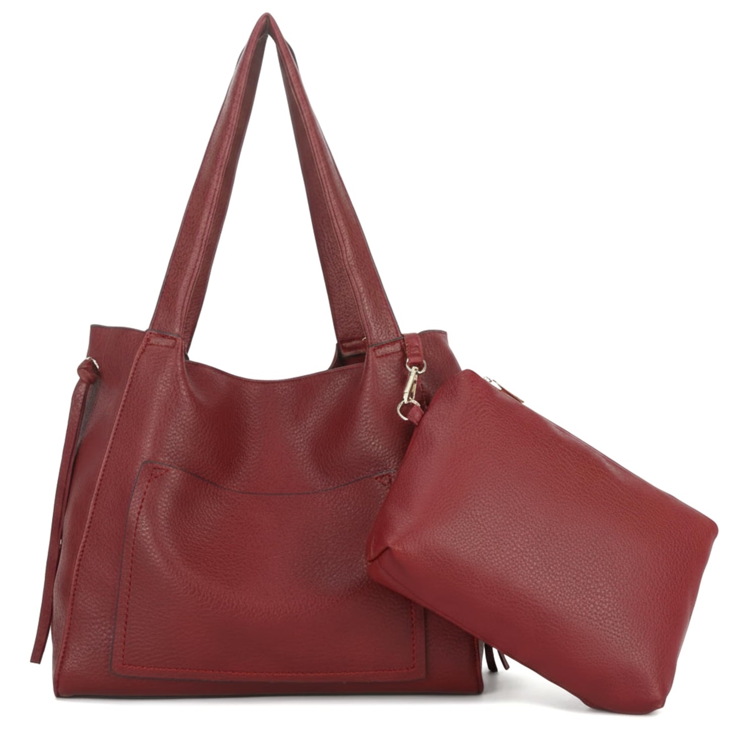 Tera - Large Vegan Leather Slouch Shoulder Tote Bag with Zip Closure & Pockets