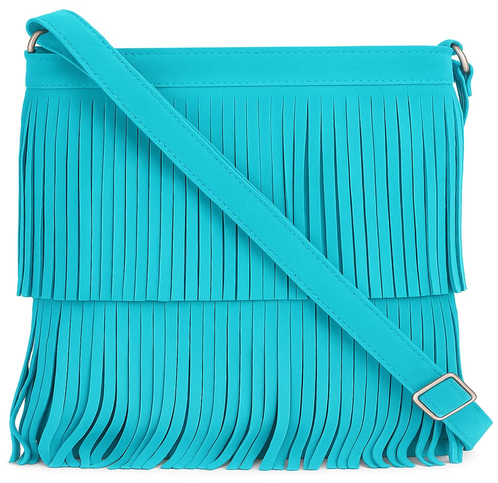 Ashley - Genuine Italian Suede Leather Fringe Shoulder Bag Handmade in Florence Tuscany