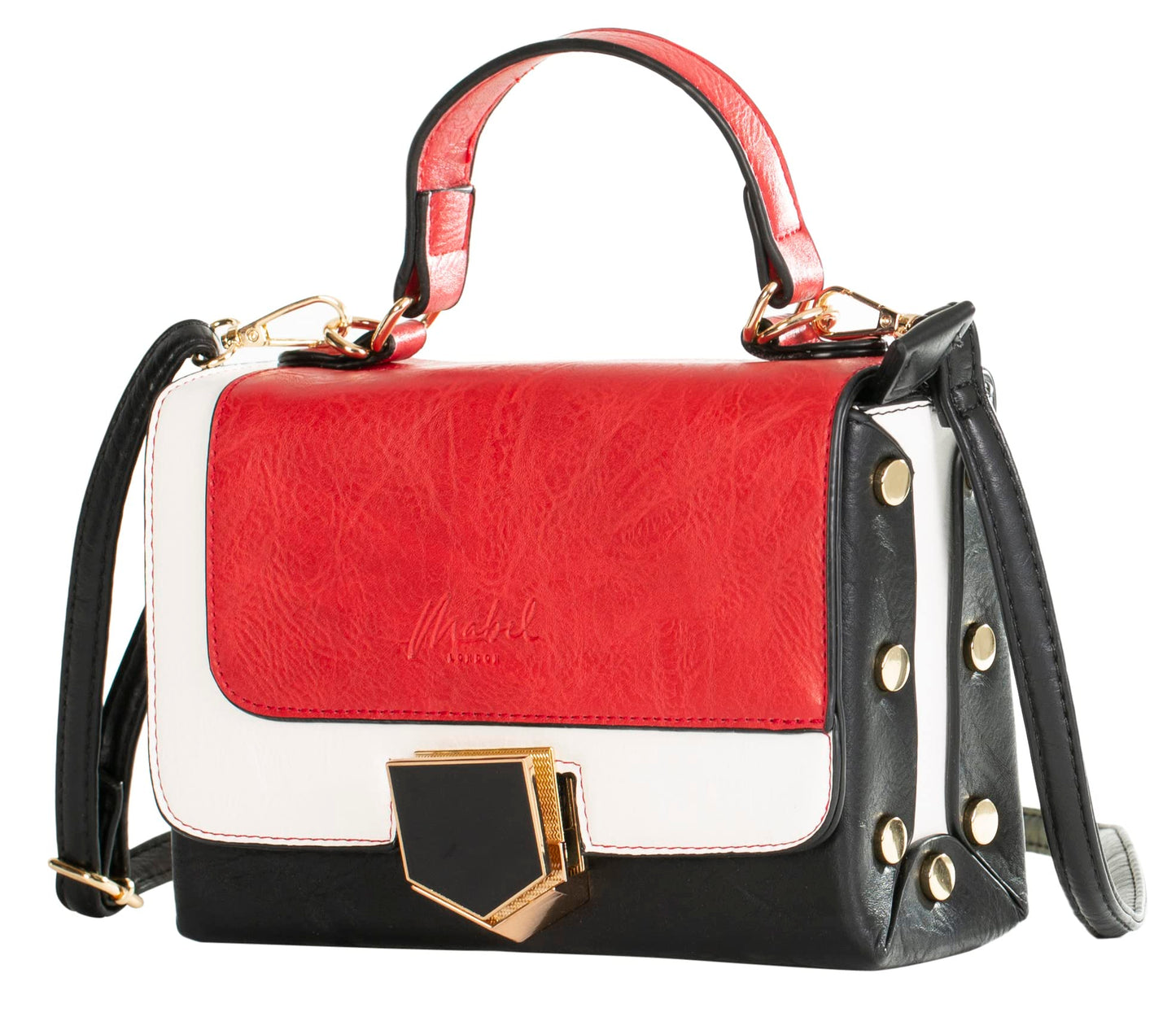 Zoey - Multi-Coloured Structured Satchel Crossbody Bag with Top Handle & Strap