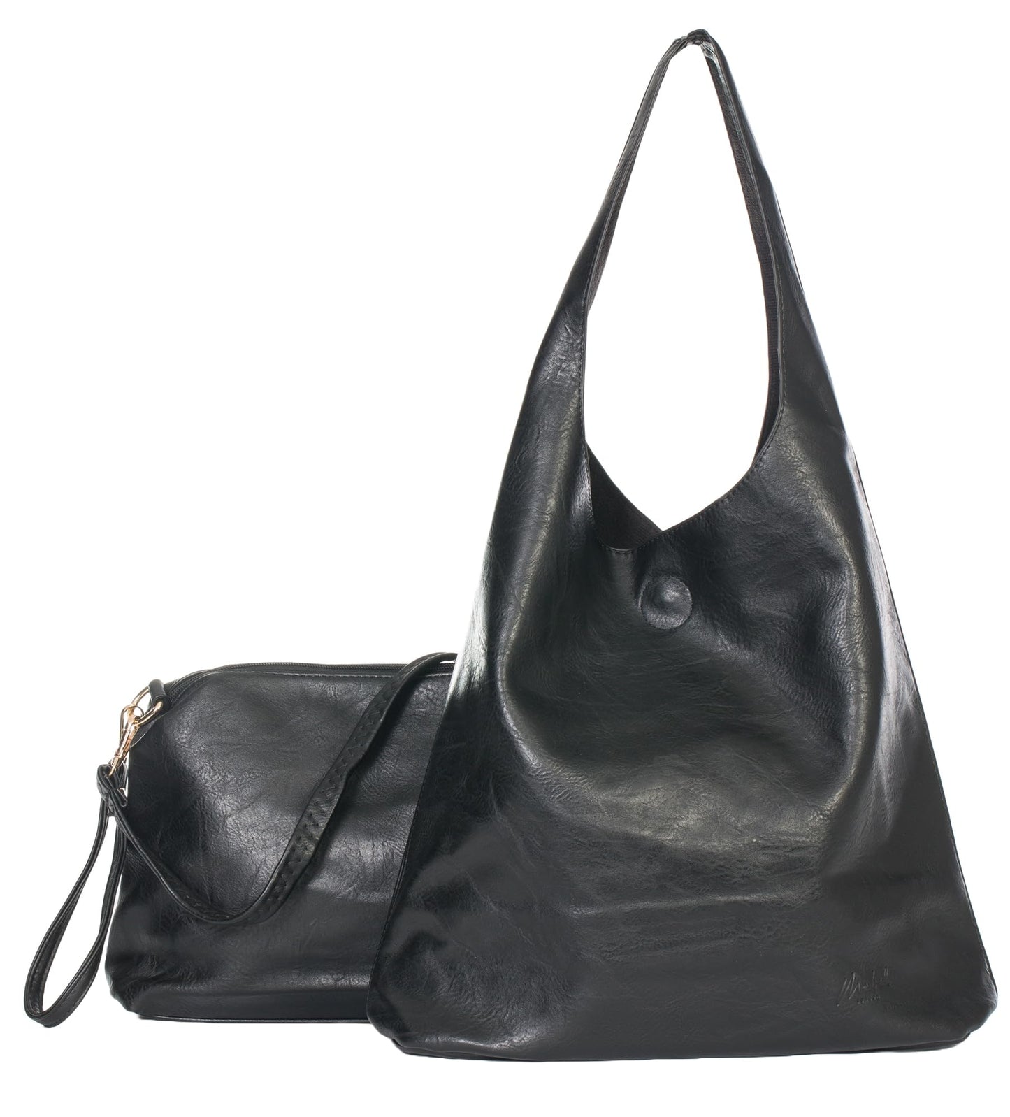Kitty - Large Vegan Leather Slouch Shoulder Bag with Second Crossbody Bag