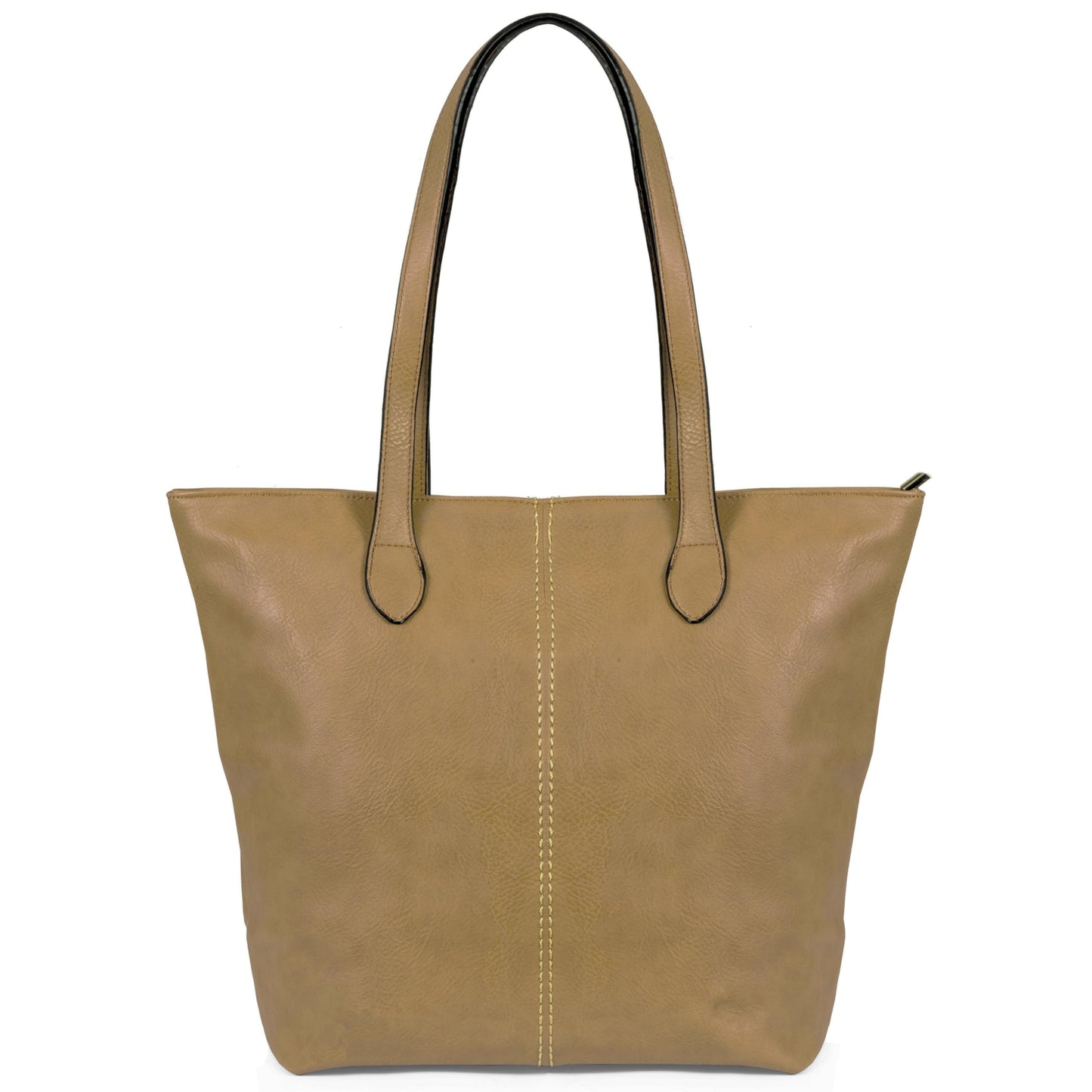 Angela - Large Vegan Leather Shoulder Tote Bag with Zip Closure & Lightweight Design