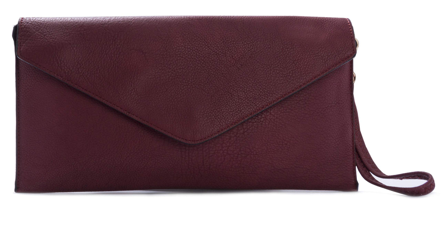 Piper - Vegan Leather Clutch Wristlet with Detachable Strap, Evening Purse Bag
