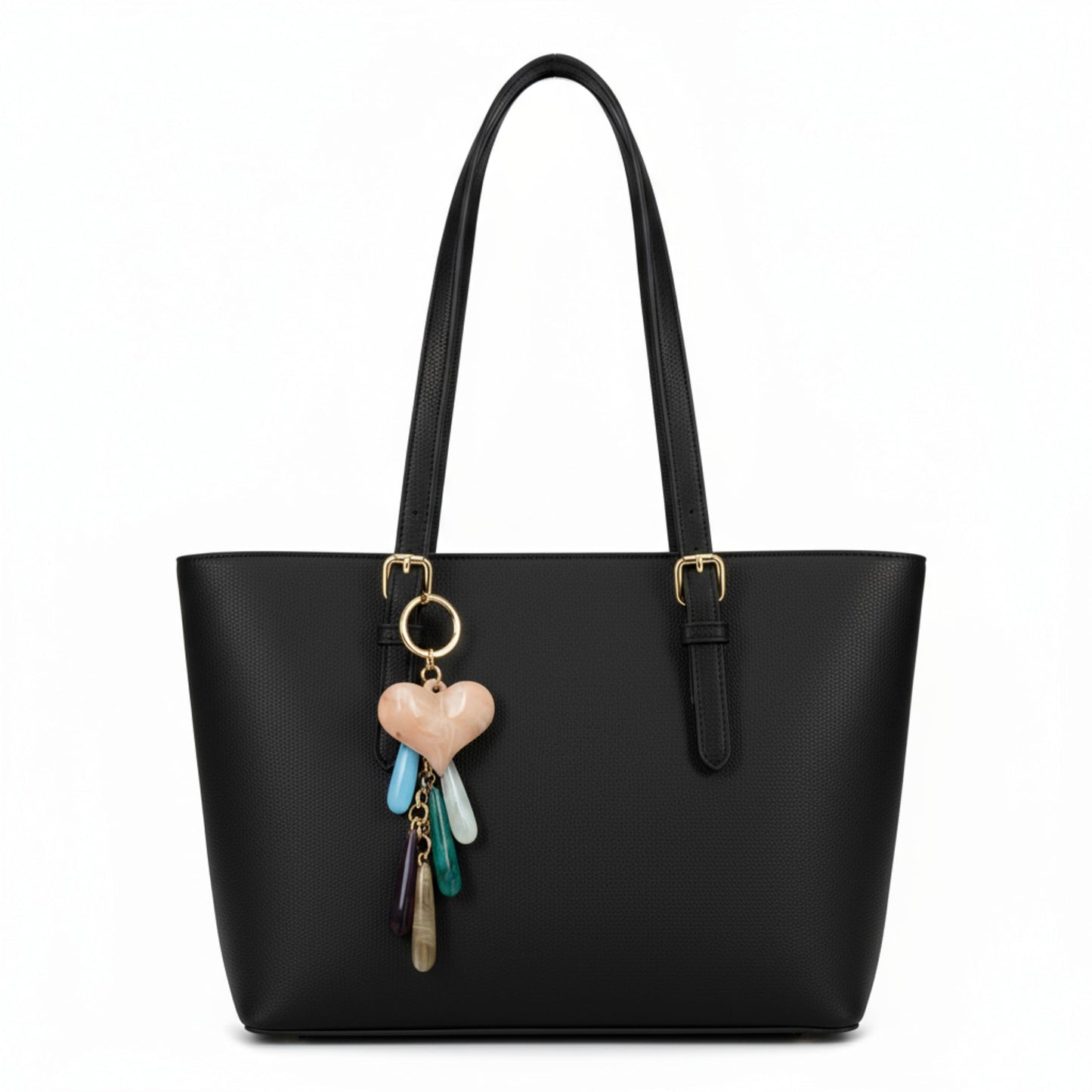 Silvia - Medium Vegan Leather Structured Tote Shoulder Bag with Compartments & Strap