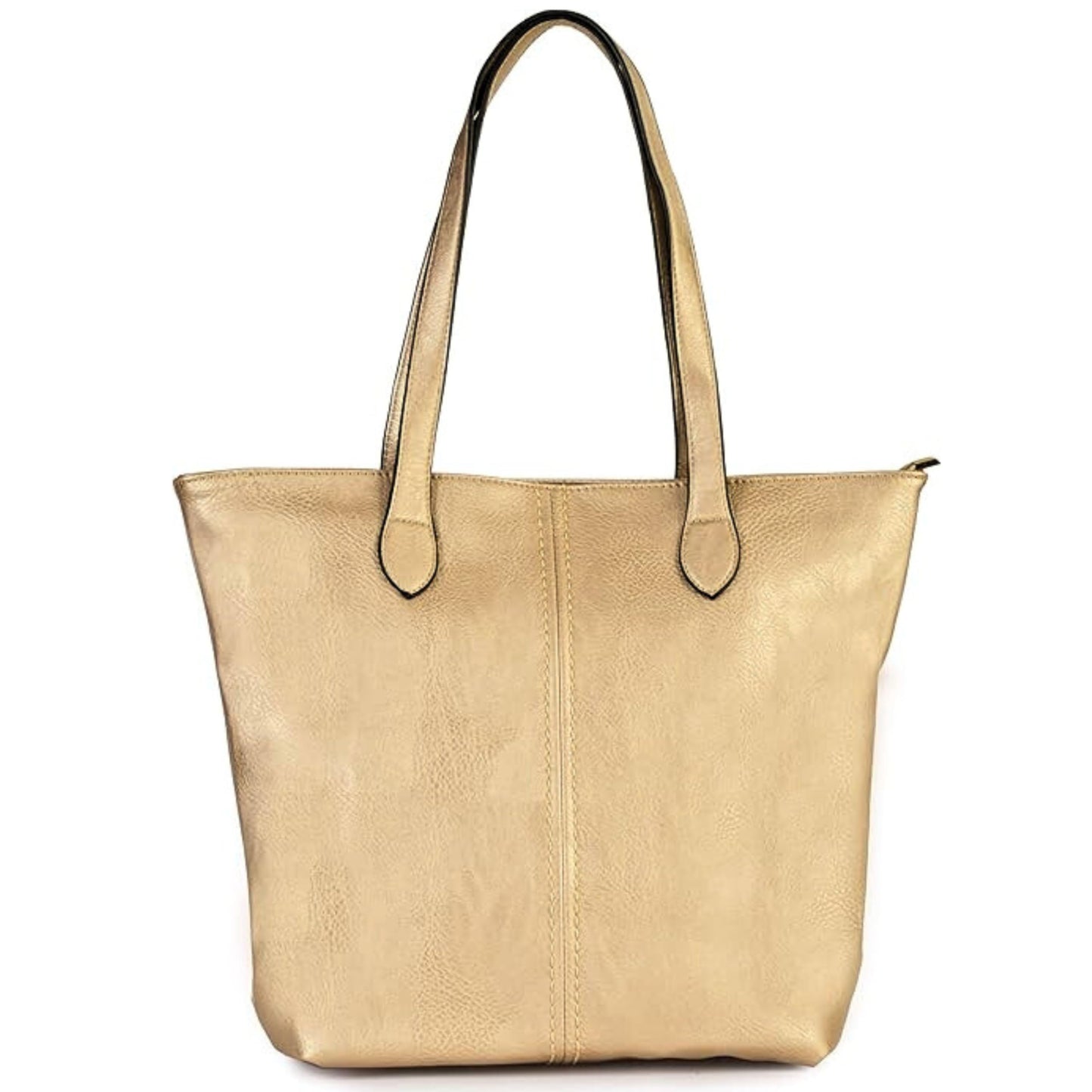 Angela - Large Vegan Leather Shoulder Tote Bag with Zip Closure & Lightweight Design