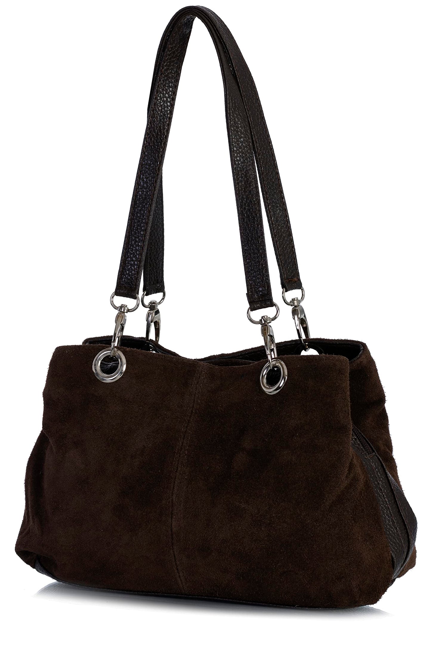 Holly - Genuine Italian Suede Leather Small Top Handle Bag Handmade in Florence Tuscany
