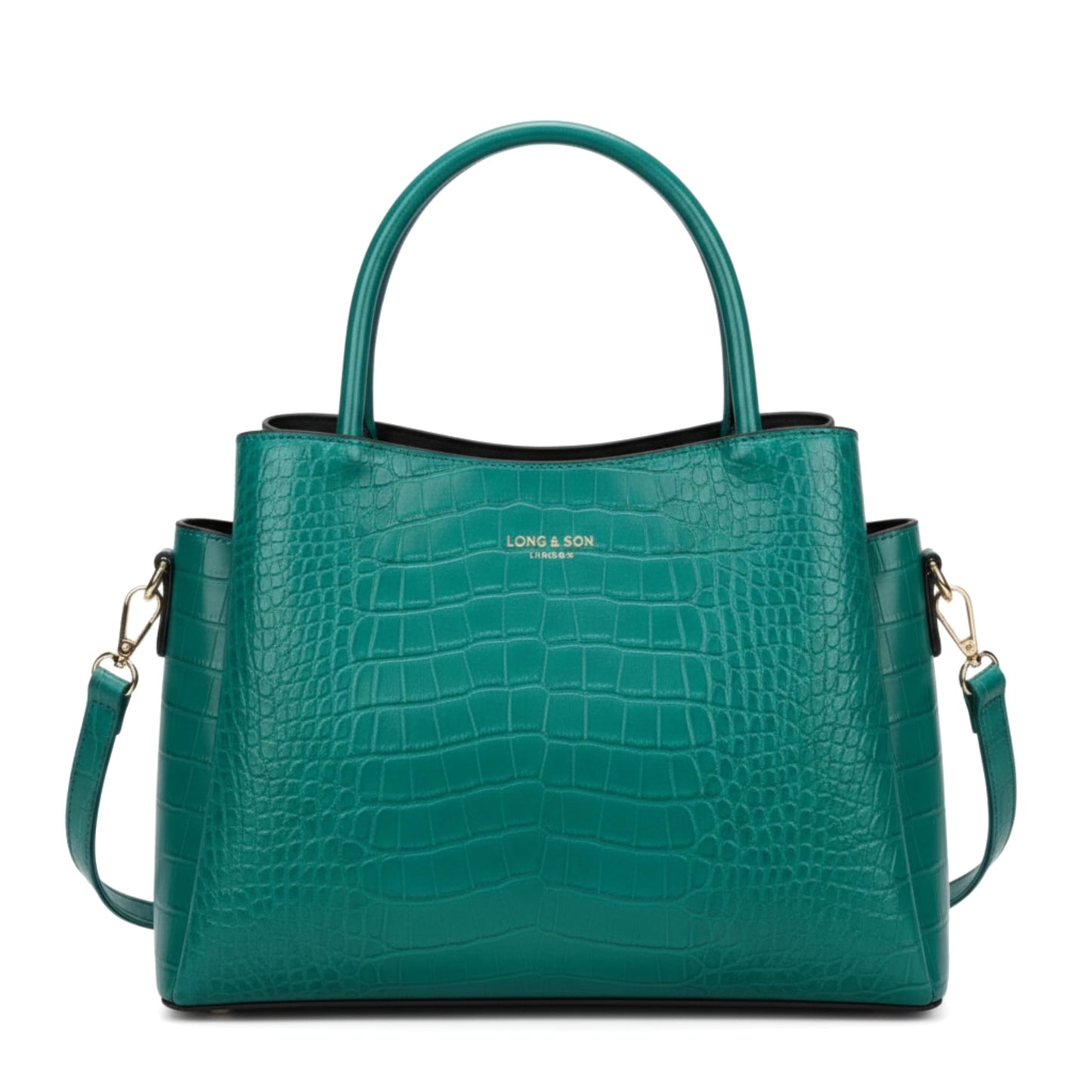 Cloe - Semi-Gloss Croc Effect Vegan Leather Satchel Tote Bag with Top Handles