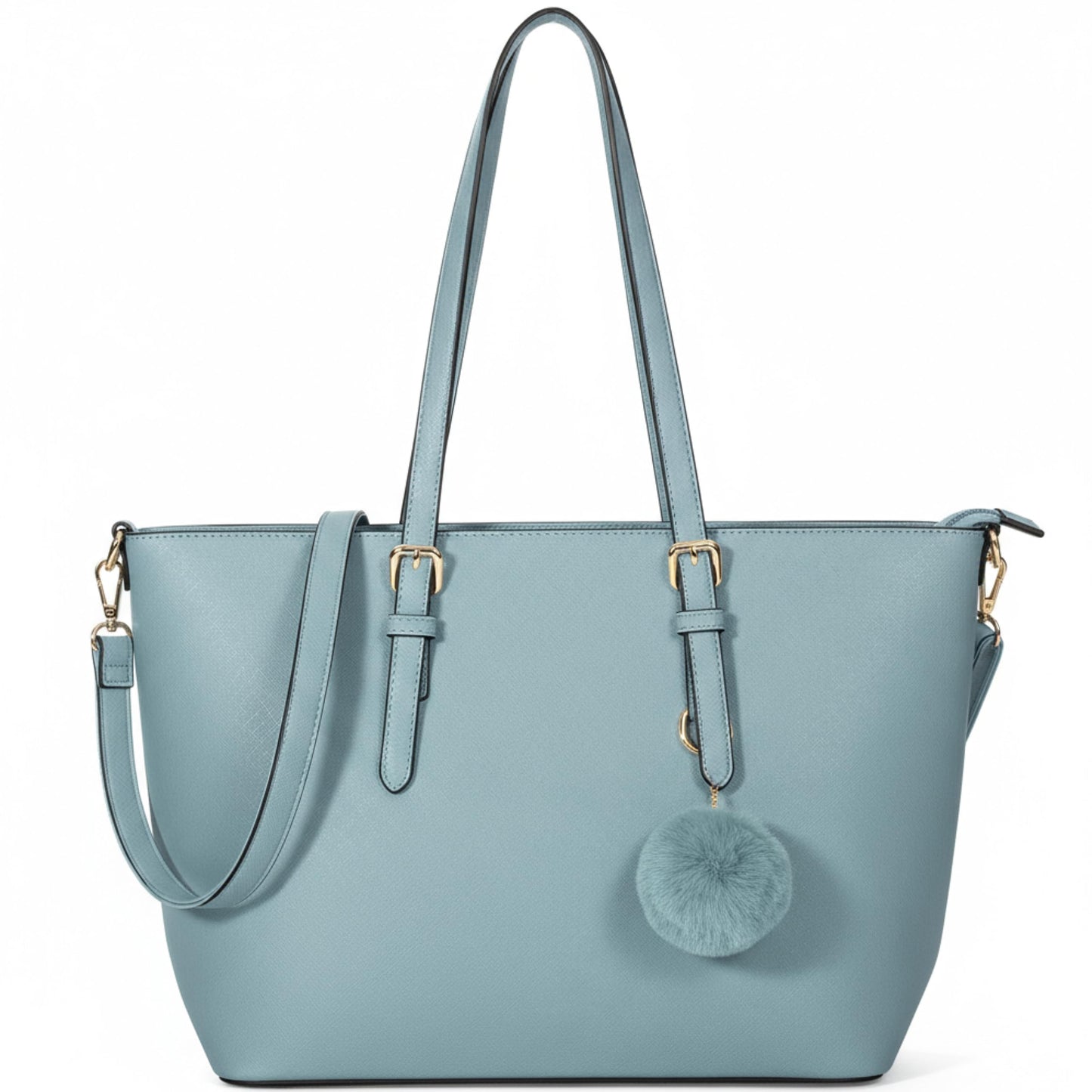 Elora - Sofiana Leather-Look Tote Bag for - Structured Handbag with Pom Pom Charm