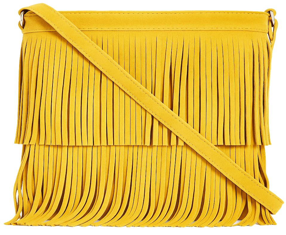 Ashley - Genuine Italian Suede Leather Fringe Shoulder Bag Handmade in Florence Tuscany