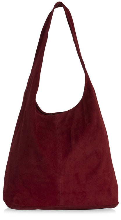Shay - Genuine Italian Suede Leather Hobo Shoulder Tote with Zip Closure & Dust Bag