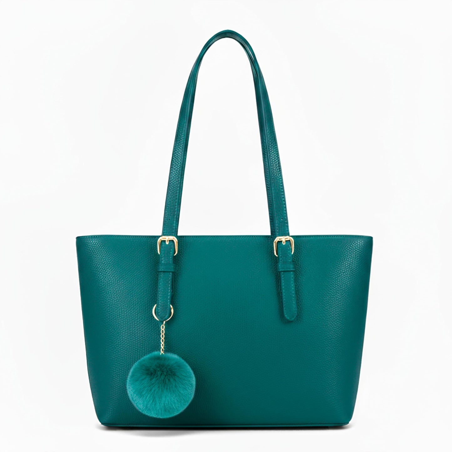 Silvia - Medium Vegan Leather Structured Tote Shoulder Bag with Compartments & Strap