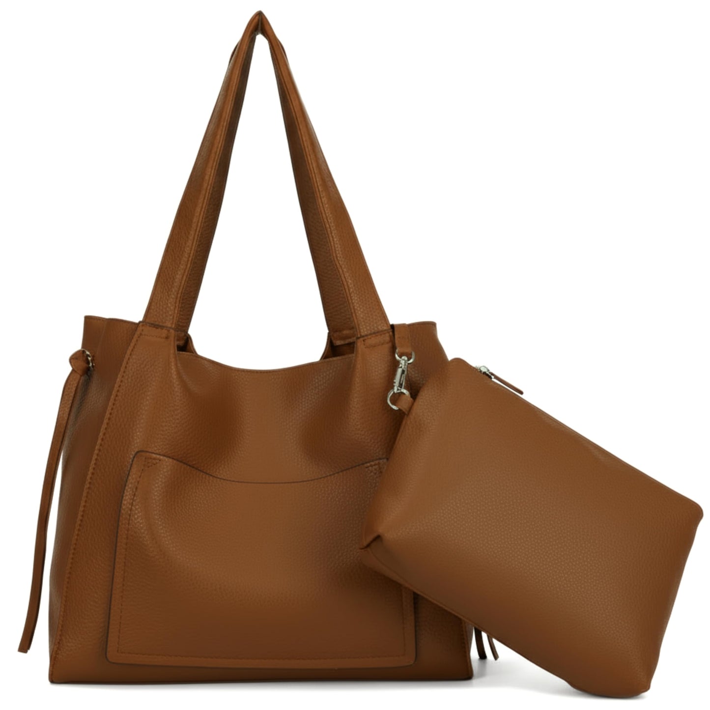 Tera - Large Vegan Leather Slouch Shoulder Tote Bag with Zip Closure & Pockets