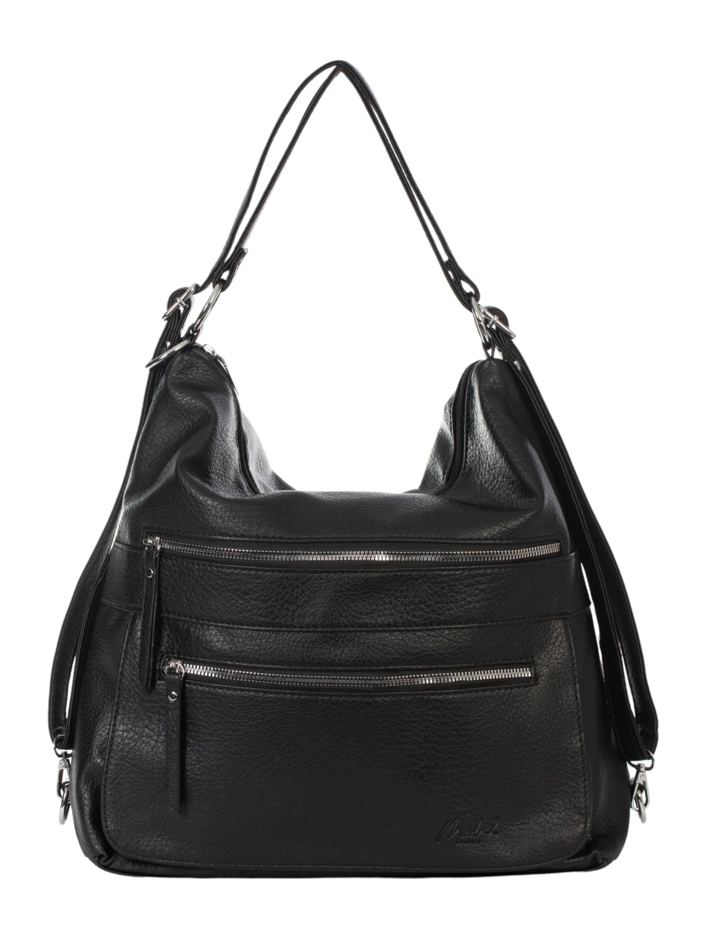 Gina - Large Multi-Use Vegan Leather Shoulder Tote Backpack with Zip Pockets