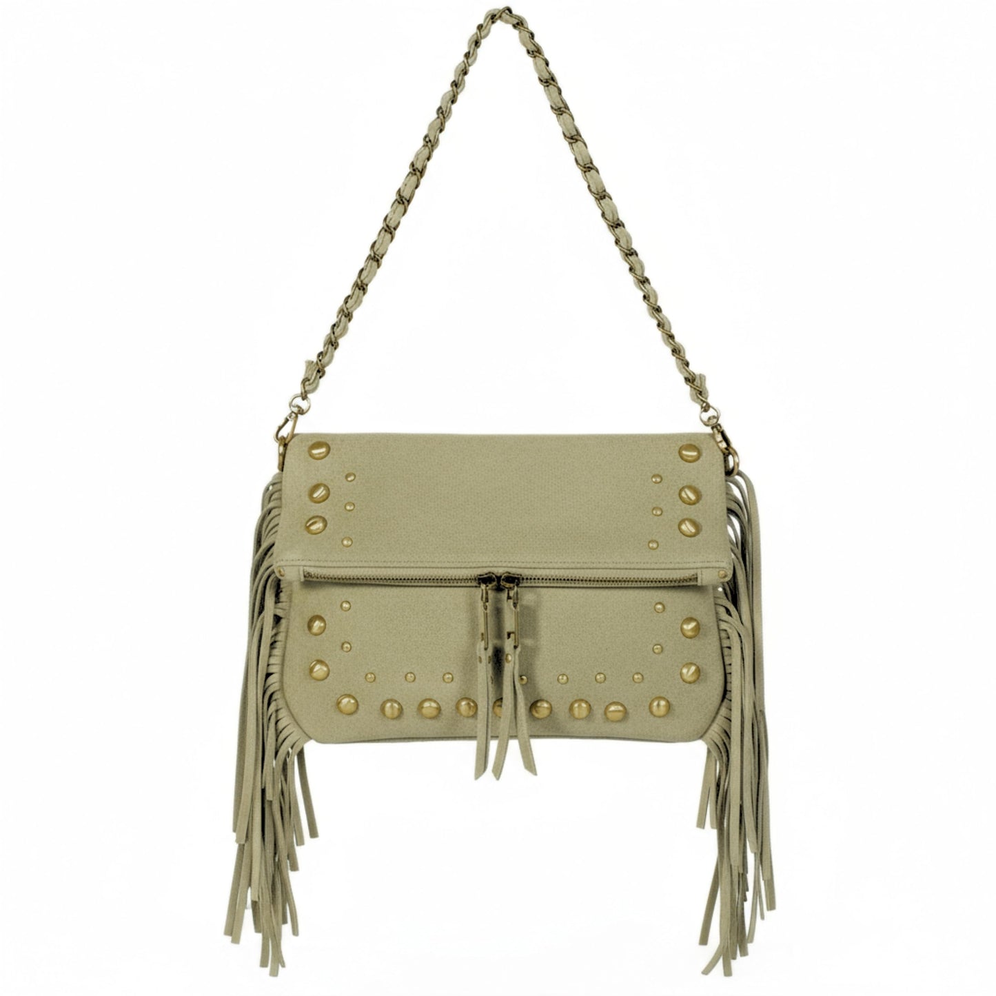 Frey - Small Faux Suede Fringe Shoulder Bag with Dual Straps & Western Boho Style