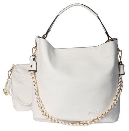 Isla - Large Vegan Leather Bucket Shoulder Bag with Second Crossbody Bag