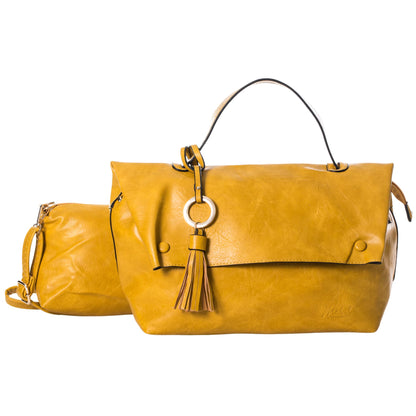 Sage - Large Vegan Leather Shoulder Tote with Second Matching Crossbody Bag