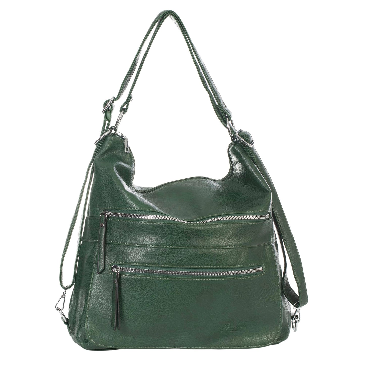 Gina - Large Multi-Use Vegan Leather Shoulder Tote Backpack with Zip Pockets