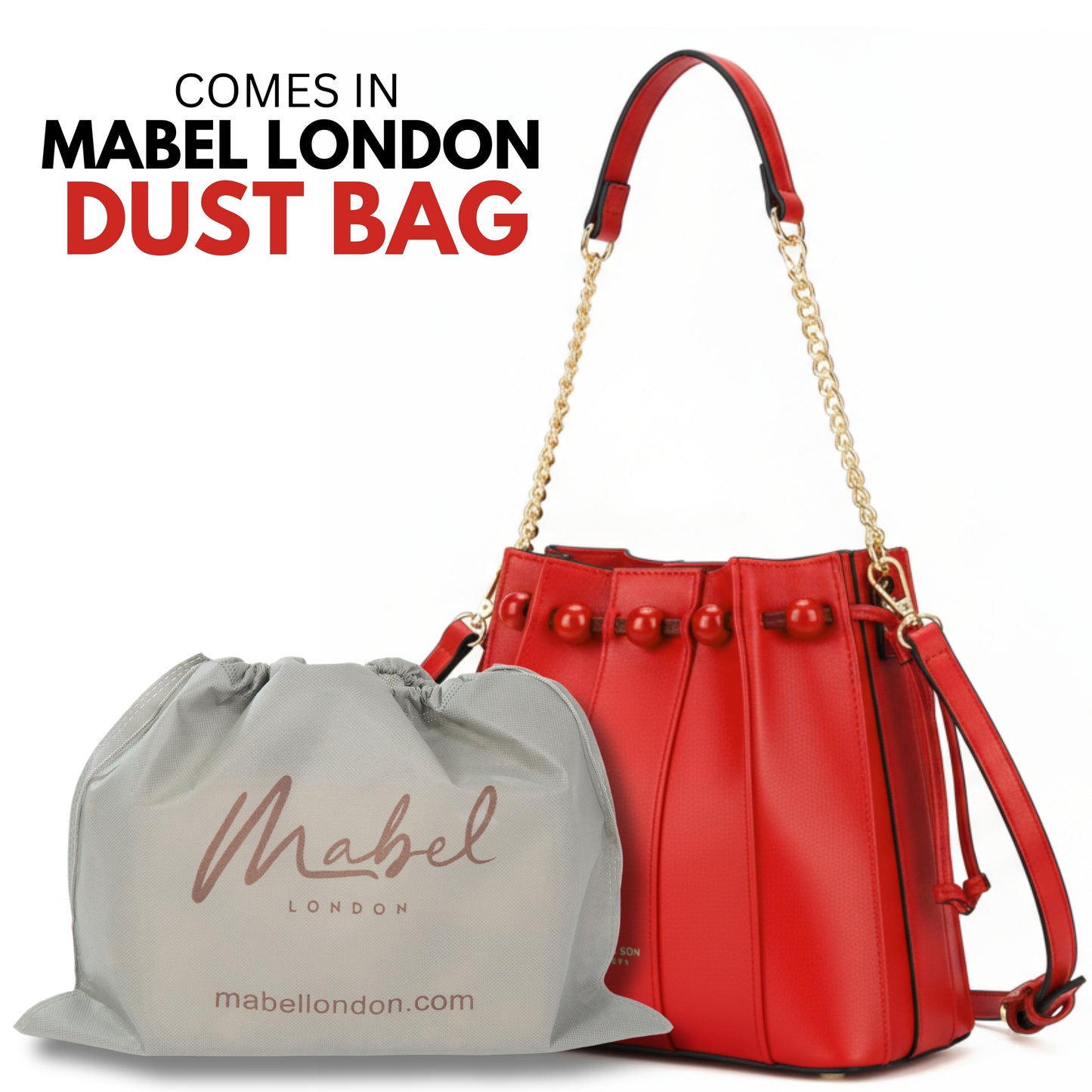 Mabel London Pleated Satchel in Medium Size with Chain Strap and Long Shoulder Strap - Natalia