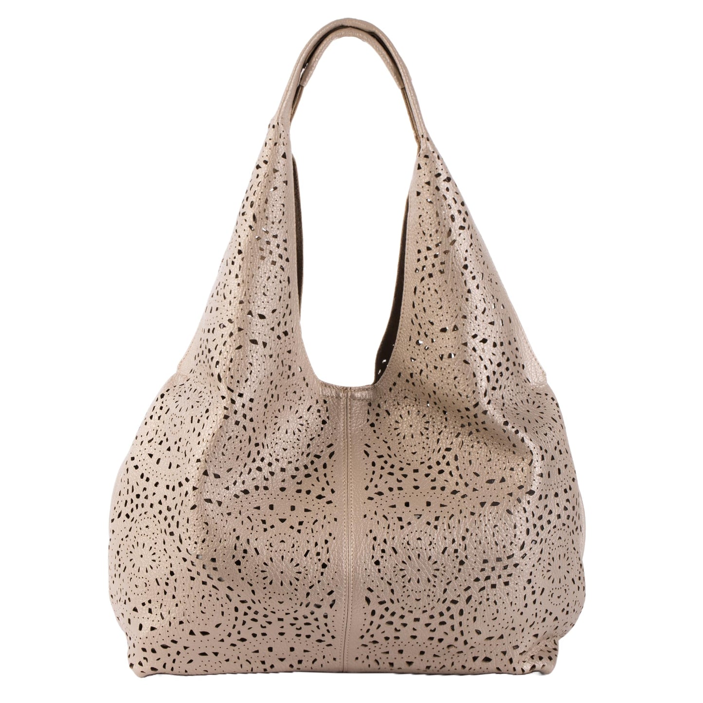 Desi - Large Laser Cut Out Vegan Leather Slouch Shoulder Bag with Inside Bag for Everyday Use