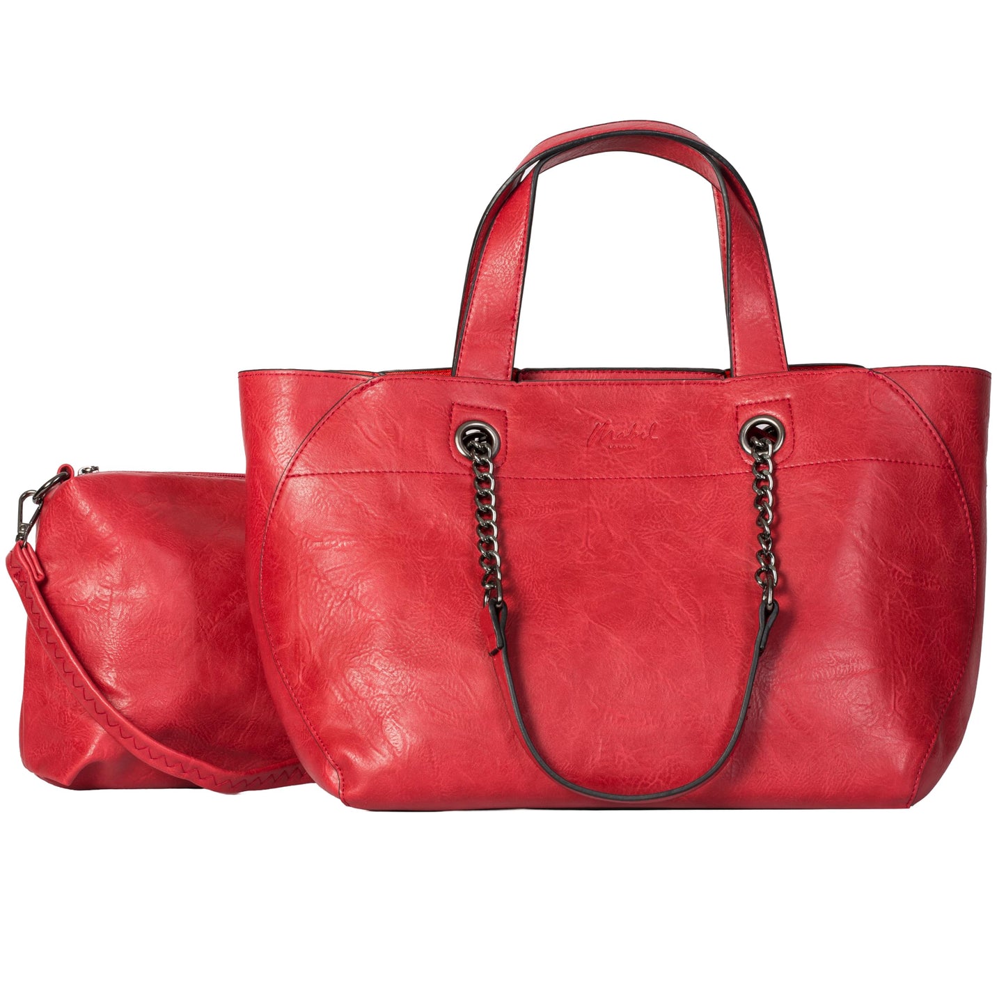 Lillian - Large Vegan Leather Dual-Look Tote Satchel Shoulder Bag with Zip Closure