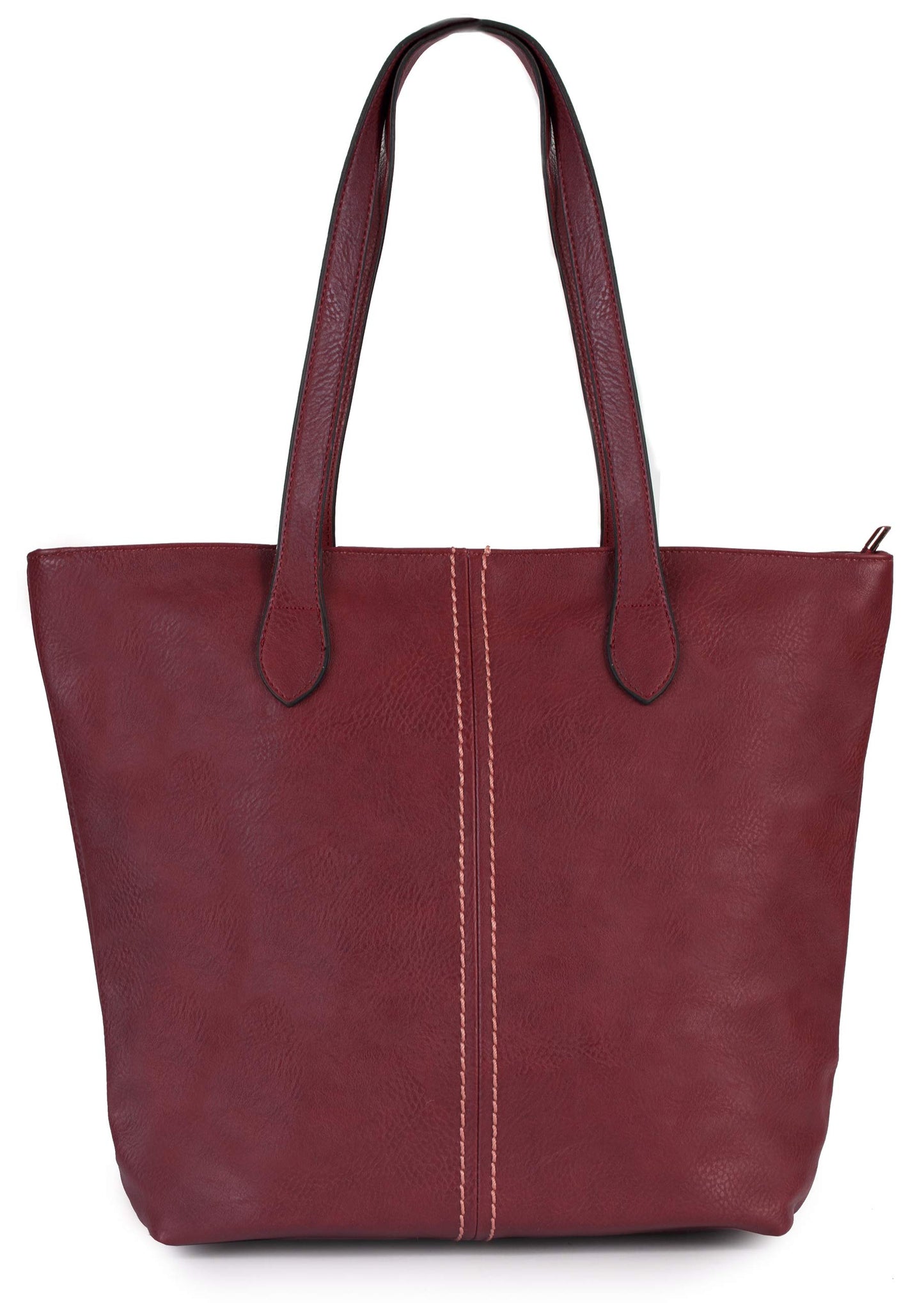 Angela - Large Vegan Leather Shoulder Tote Bag with Zip Closure & Lightweight Design
