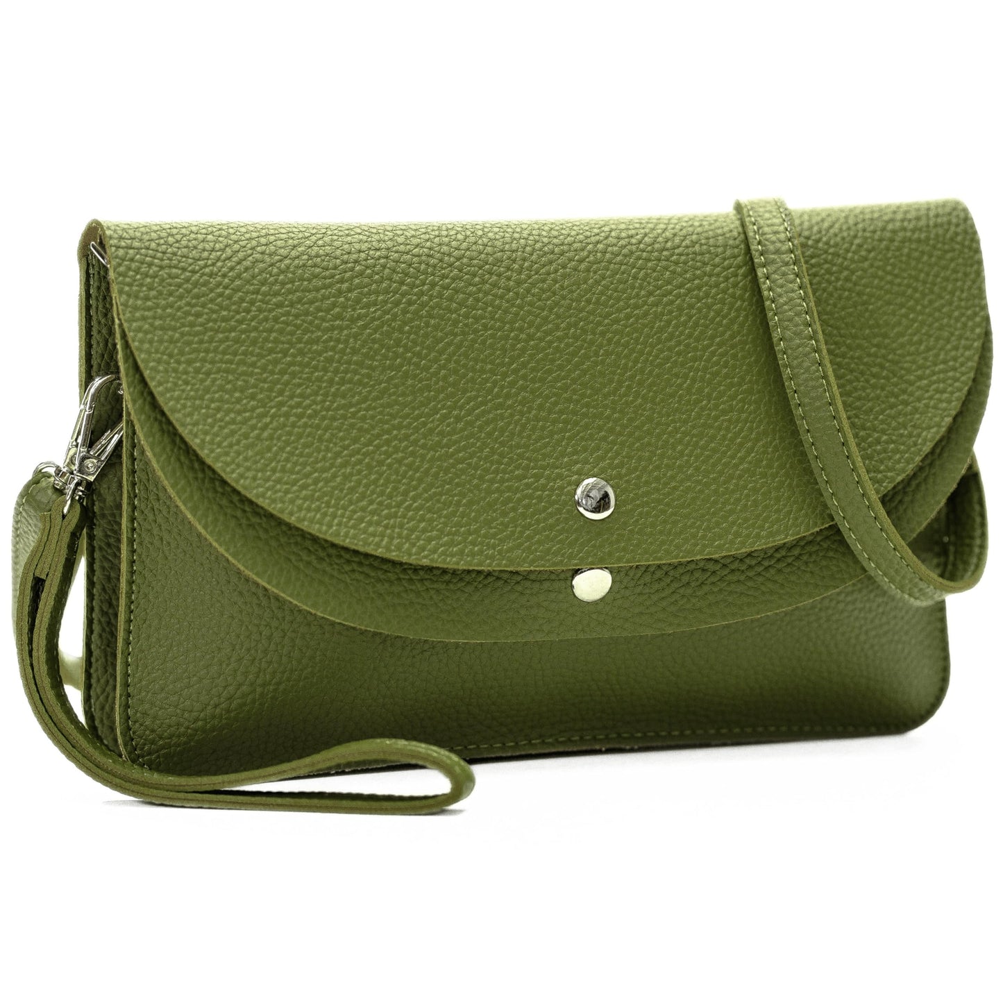 Lilly - Small 3-in-1 Vegan Leather Wristlet Clutch Crossbody Bag with Silver Hardware