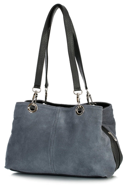 Holly - Genuine Italian Suede Leather Small Top Handle Bag Handmade in Florence Tuscany
