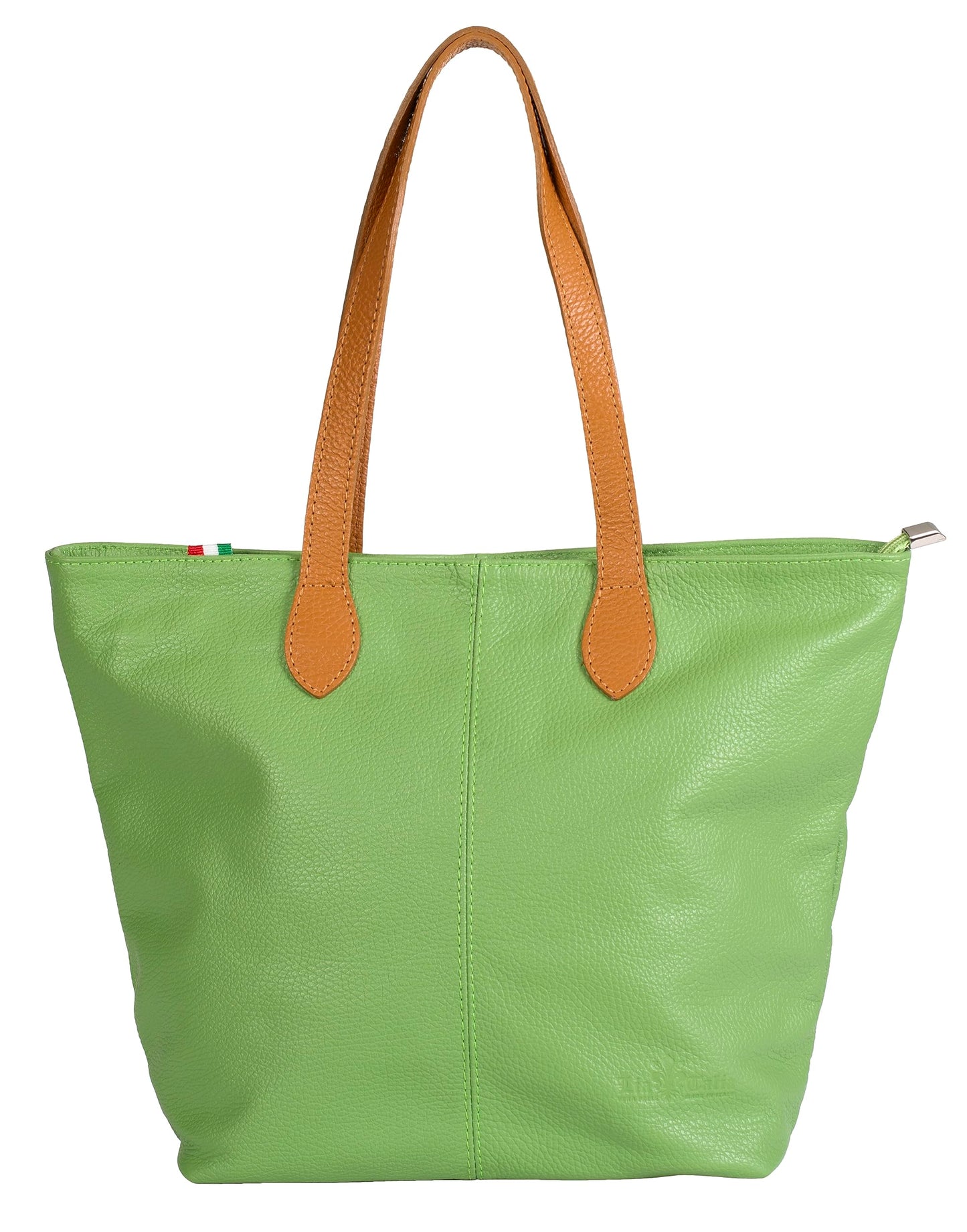 Tia - Genuine Italian Leather Medium Shoulder Bag with Contrast Handles Handmade in Florence