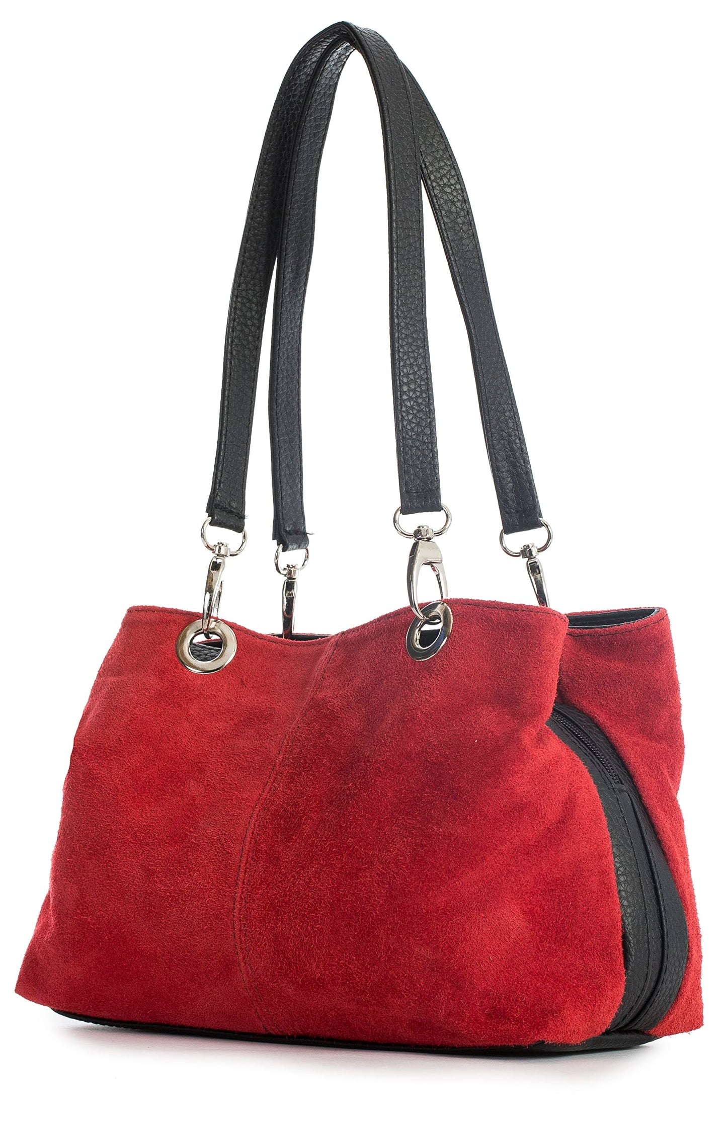 Holly - Genuine Italian Suede Leather Small Top Handle Bag Handmade in Florence Tuscany