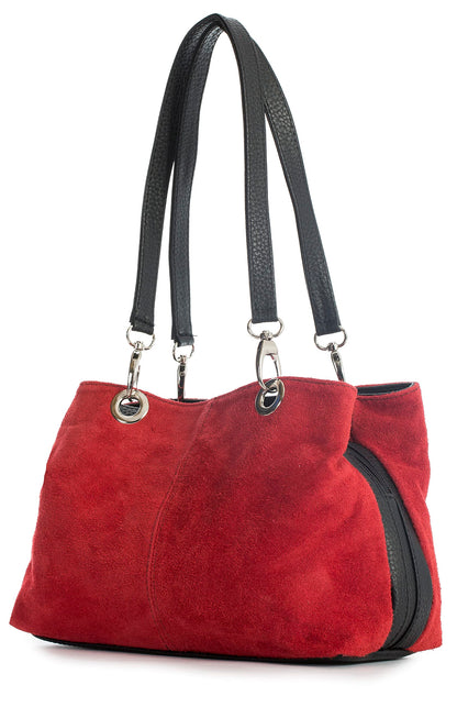 Holly - Genuine Italian Suede Leather Small Top Handle Bag Handmade in Florence Tuscany
