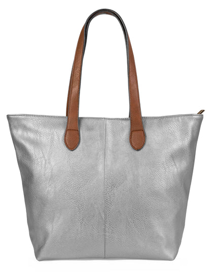 Brook - Medium Vegan Leather Shoulder Tote Bag with Zip Closure & Lightweight Design