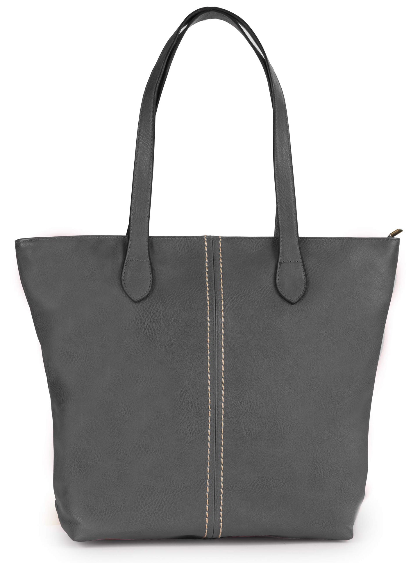 Angela - Large Vegan Leather Shoulder Tote Bag with Zip Closure & Lightweight Design