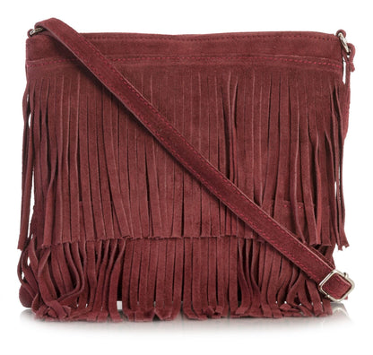 Robin - Genuine Italian Suede Leather Small Tassel Crossbody Bag Handmade in Florence