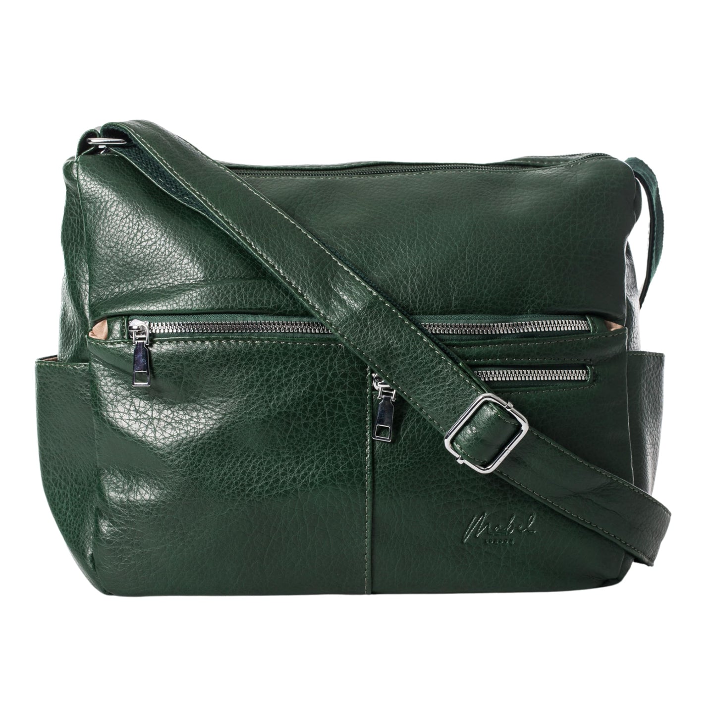 Krissy - Medium Vegan Leather Crossbody Shoulder Bag with Triple Zip Compartments