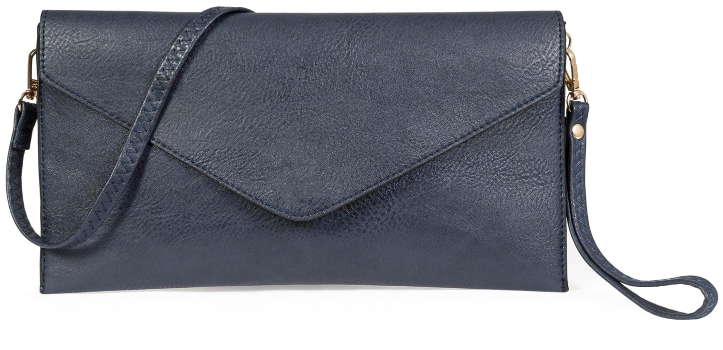 Piper - Vegan Leather Clutch Wristlet with Detachable Strap, Evening Purse Bag