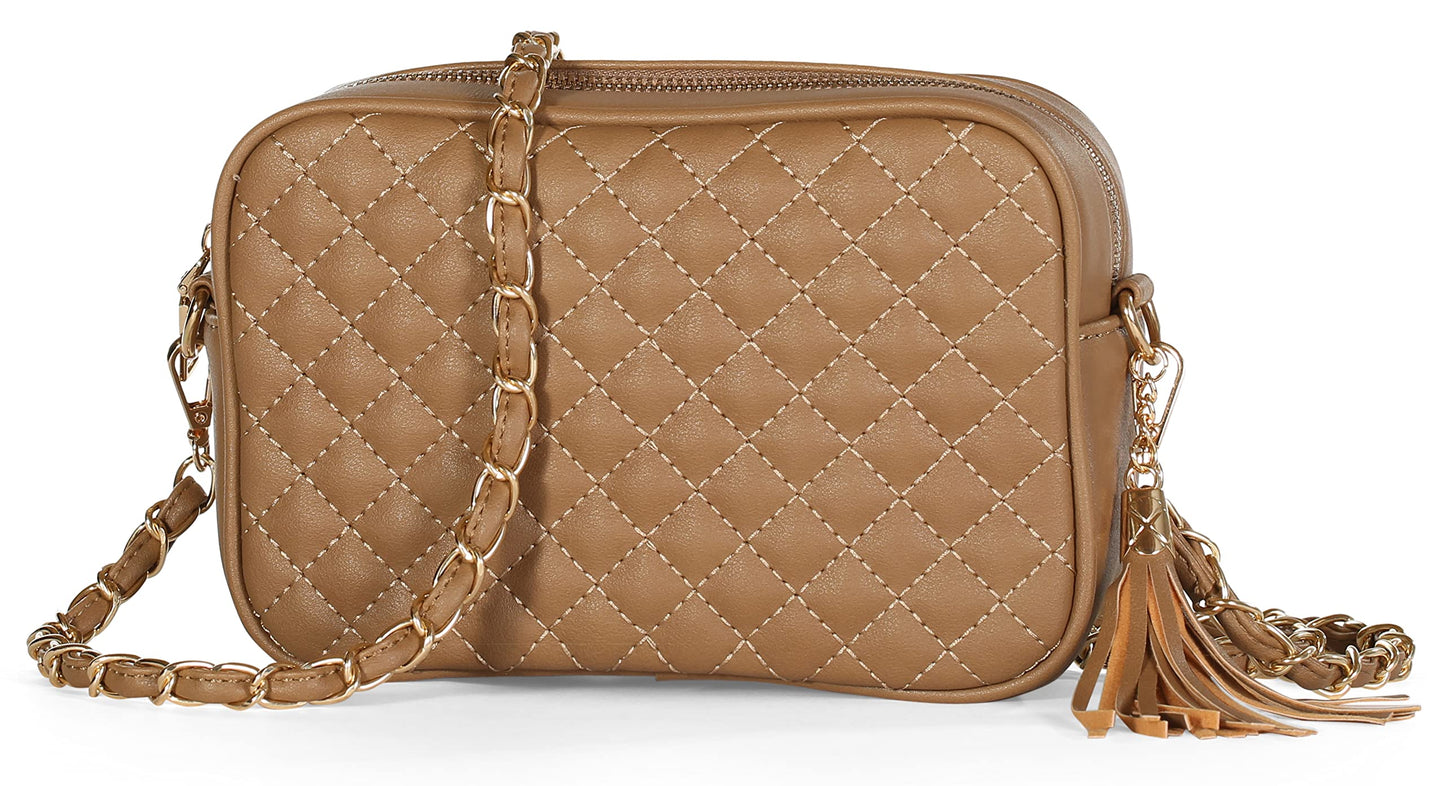 Mia - Vegan Leather Quilted Small Crossbody Bag with Adjustable Strap & Zip