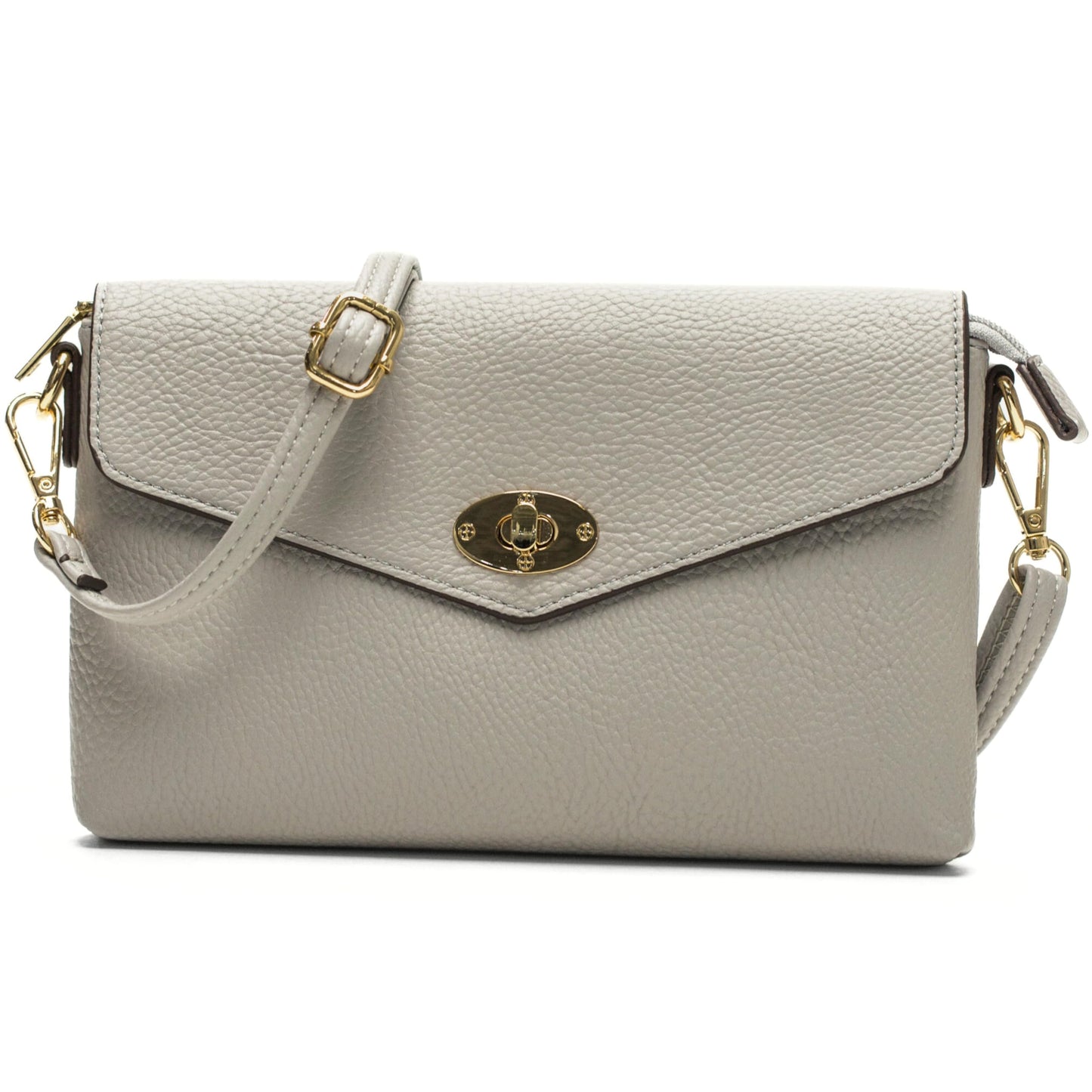 Mira - Small Vegan Leather Crossbody Clutch Bag with Twist Lock & Zip Closure