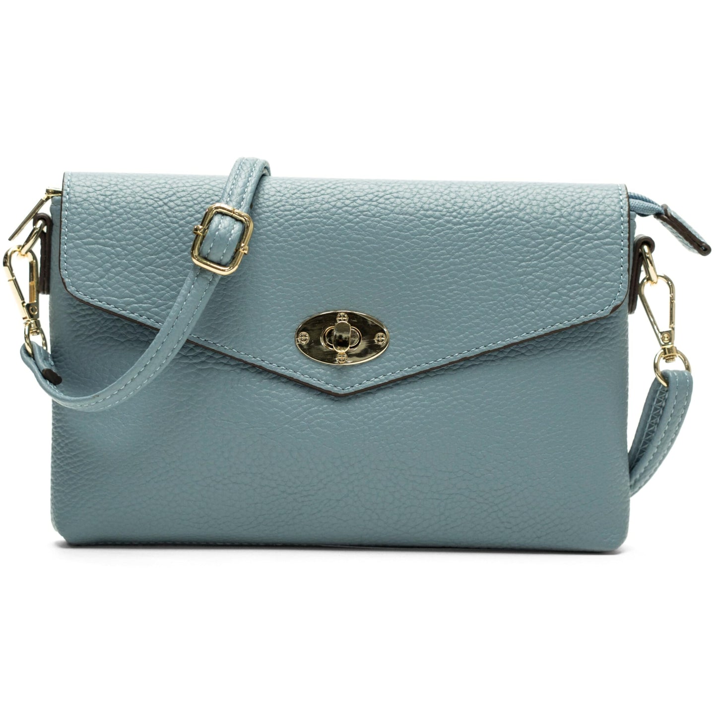 Mira - Small Vegan Leather Crossbody Clutch Bag with Twist Lock & Zip Closure