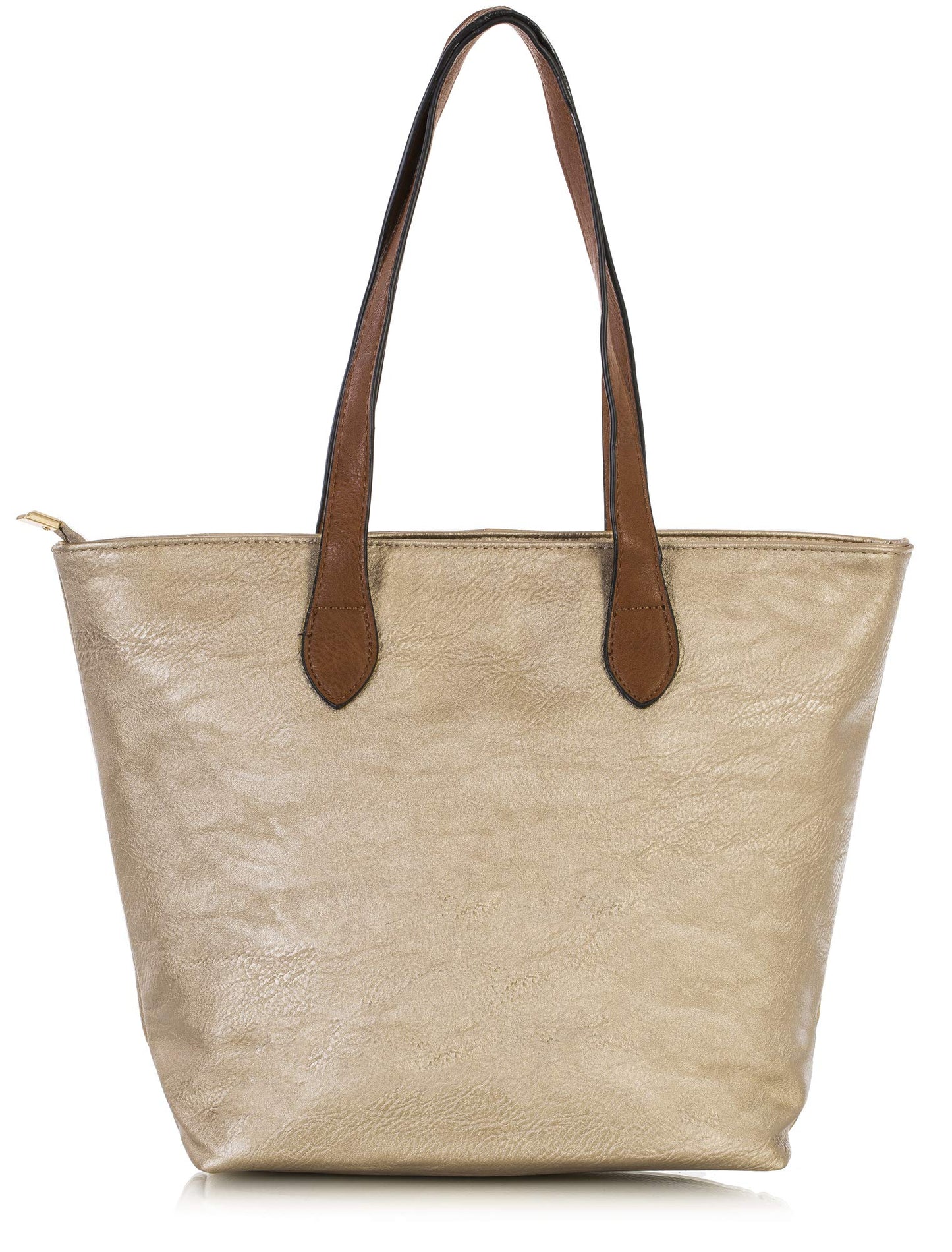 Brook - Medium Vegan Leather Shoulder Tote Bag with Zip Closure & Lightweight Design