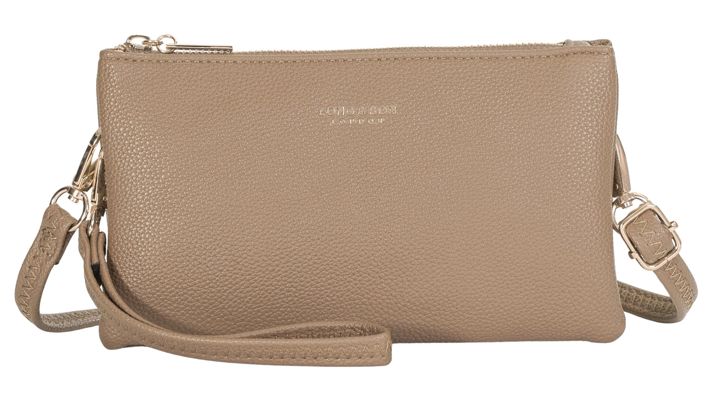 Ann - Small Vegan Leather Mini Crossbody Pouch Purse with Zip Closure & Strap