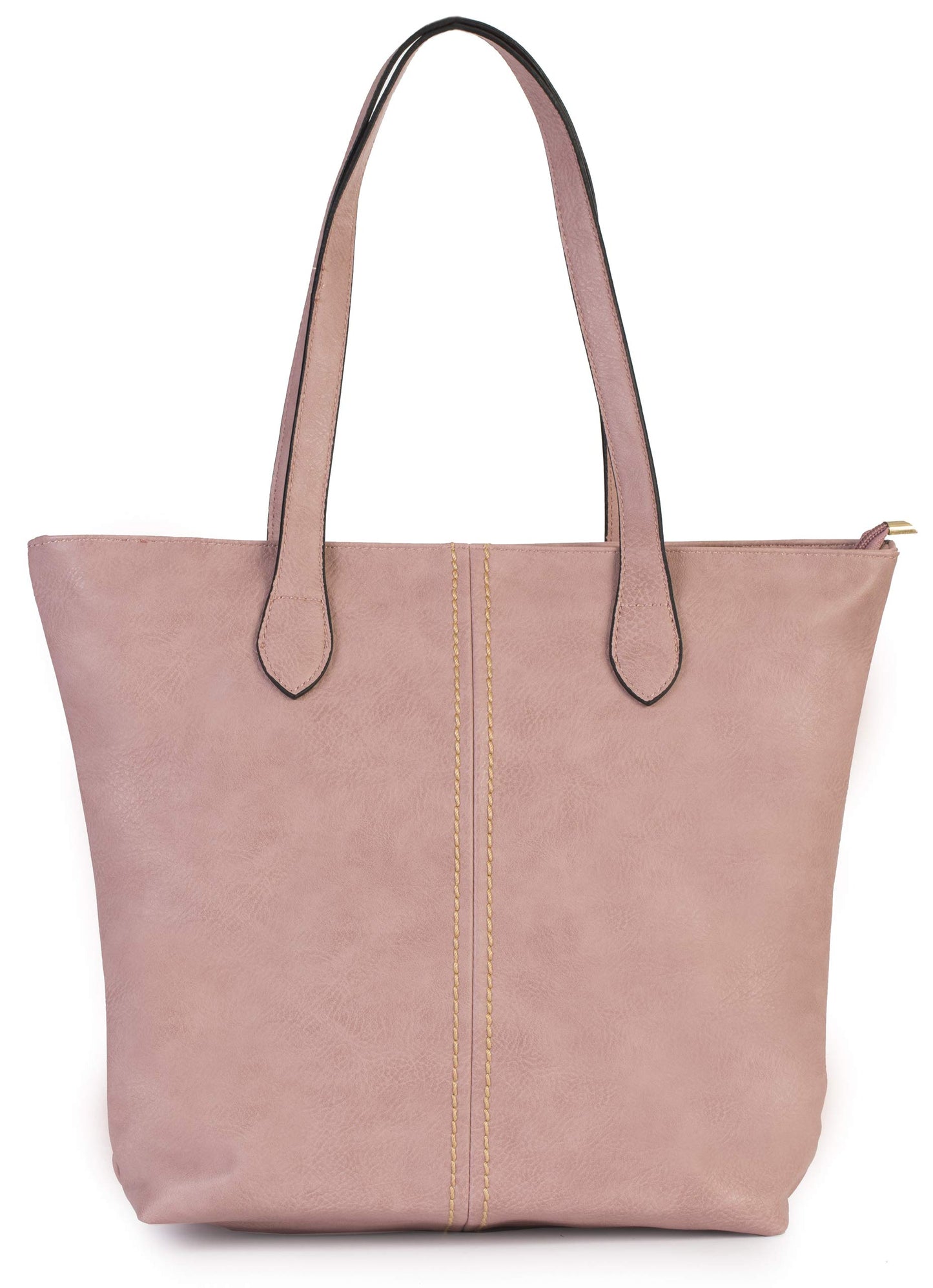 Angela - Large Vegan Leather Shoulder Tote Bag with Zip Closure & Lightweight Design
