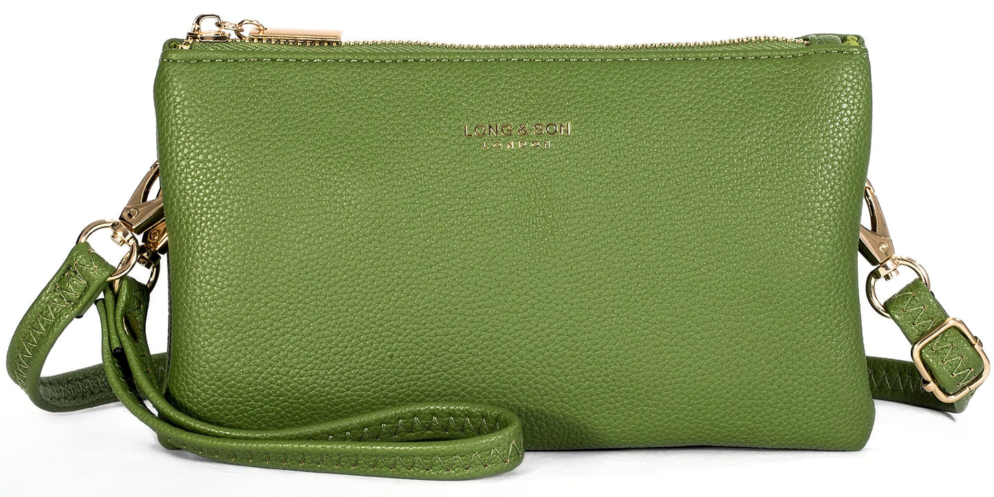 Ann - Small Vegan Leather Mini Crossbody Pouch Purse with Zip Closure & Strap