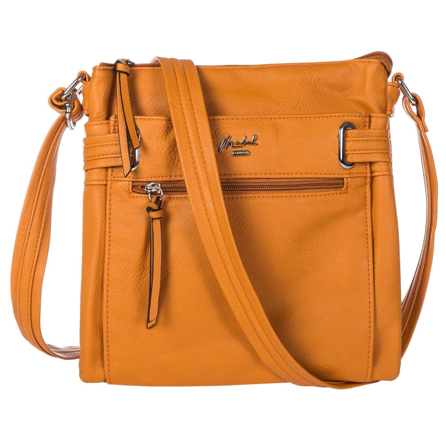 Lara - Small Vegan Leather Crossbody Shoulder Bag with Multiple Pockets & Zip Closure