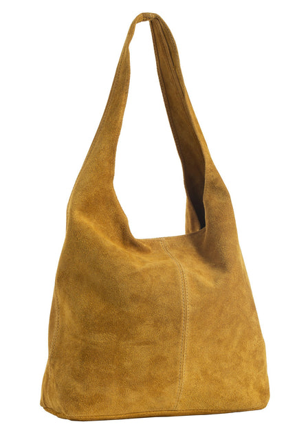 Shay - Genuine Italian Suede Leather Hobo Shoulder Tote with Zip Closure & Dust Bag