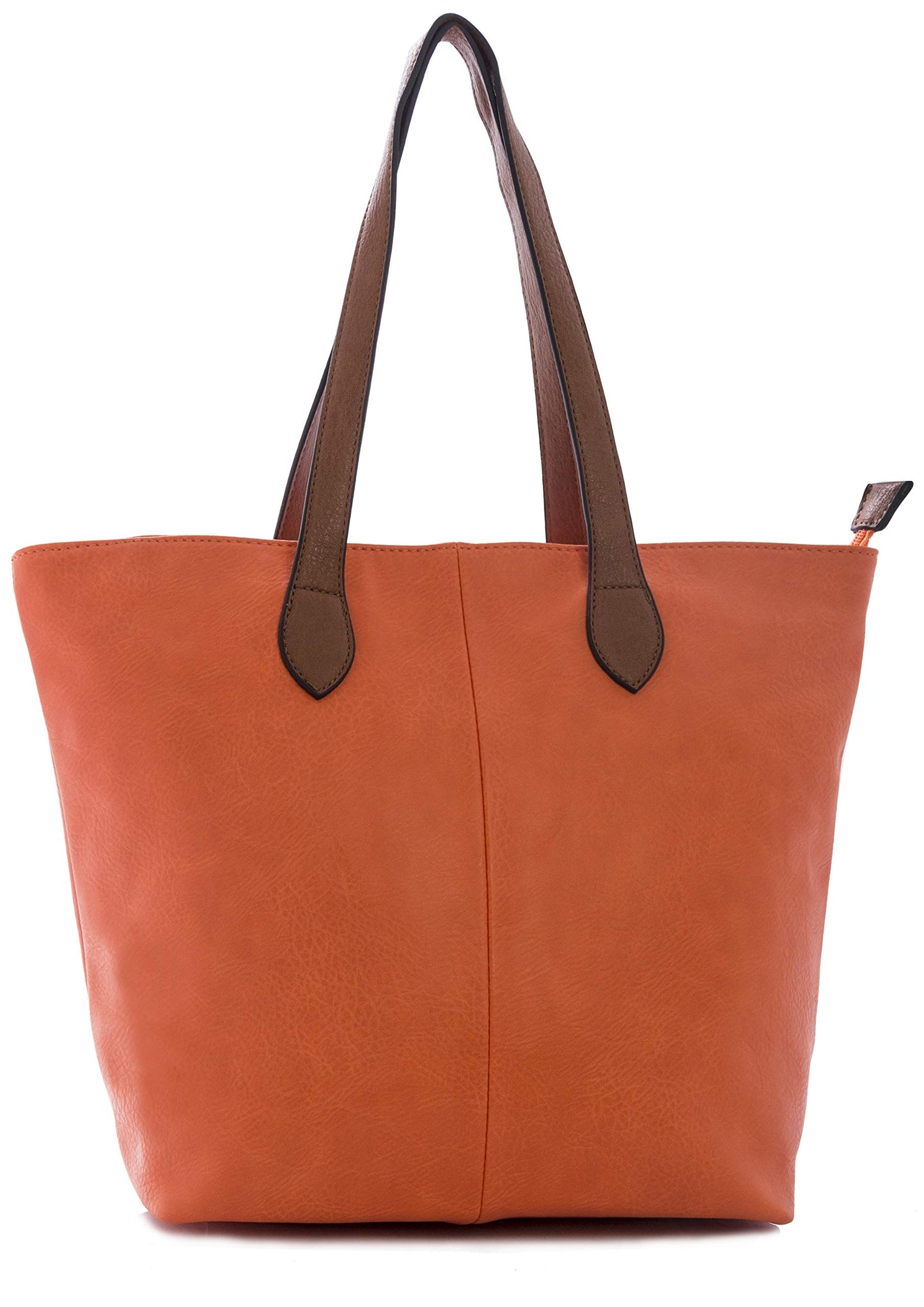 Angela - Large Vegan Leather Shoulder Tote Bag with Zip Closure & Lightweight Design